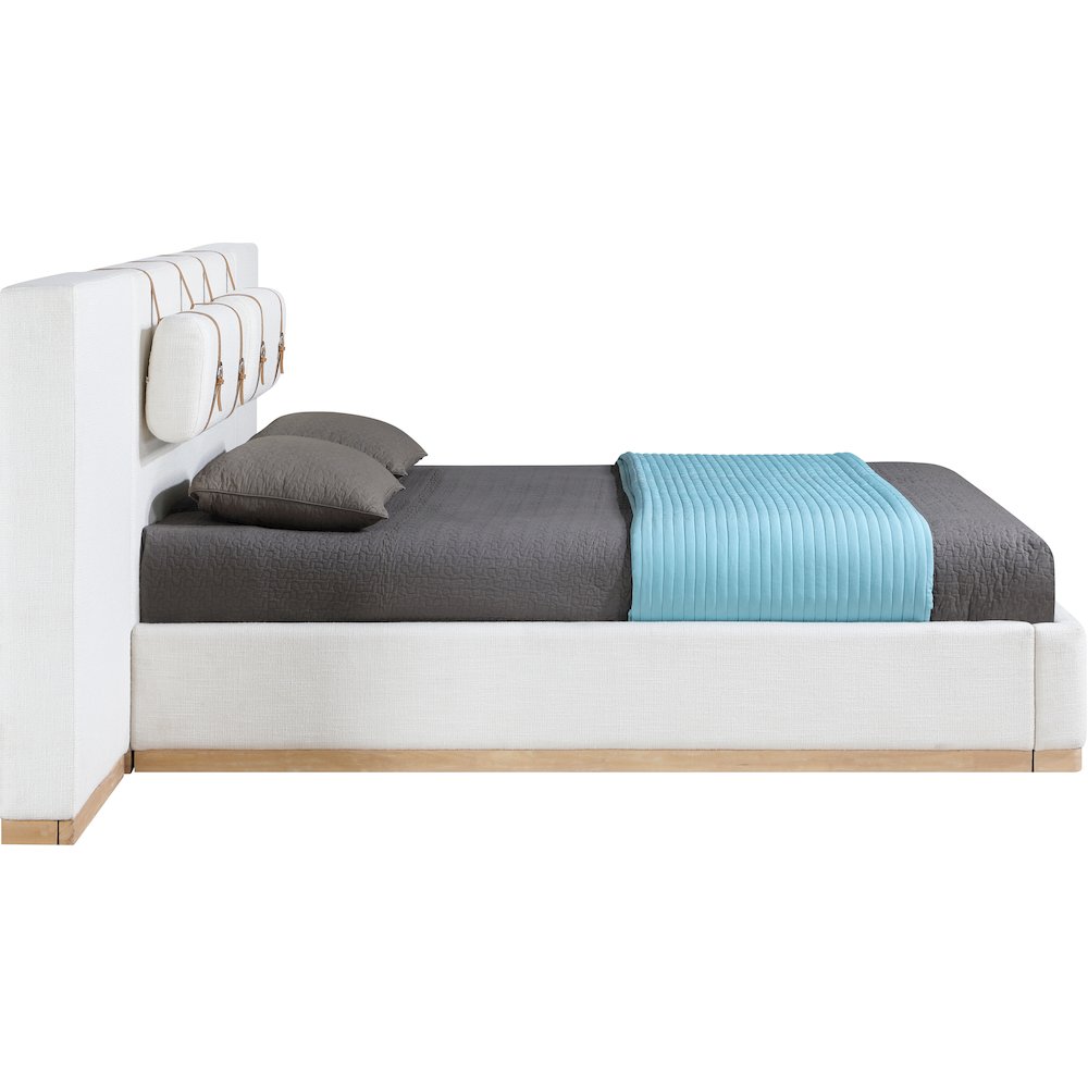 Bennet Cream Linen Textured Fabric Upholstered Full Bed. Picture 5