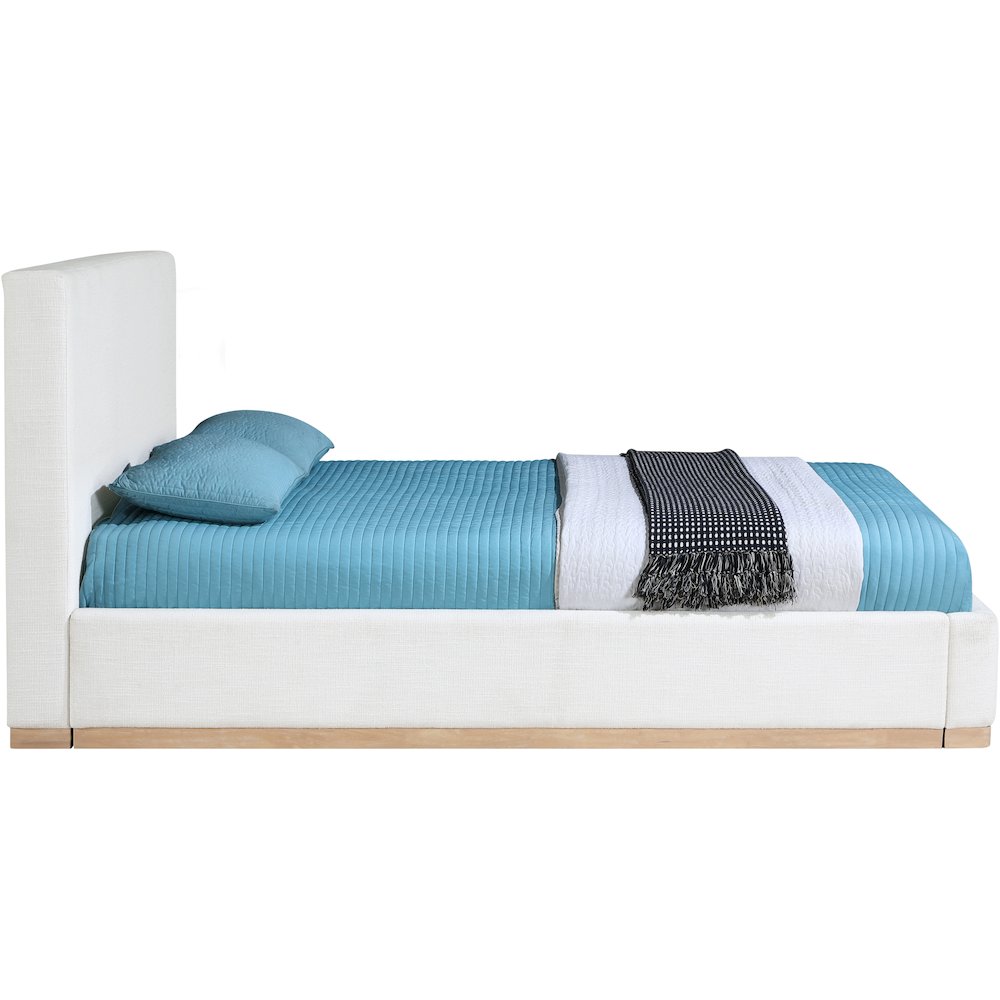 Bennet Cream Linen Textured Fabric Upholstered Full Bed. Picture 6