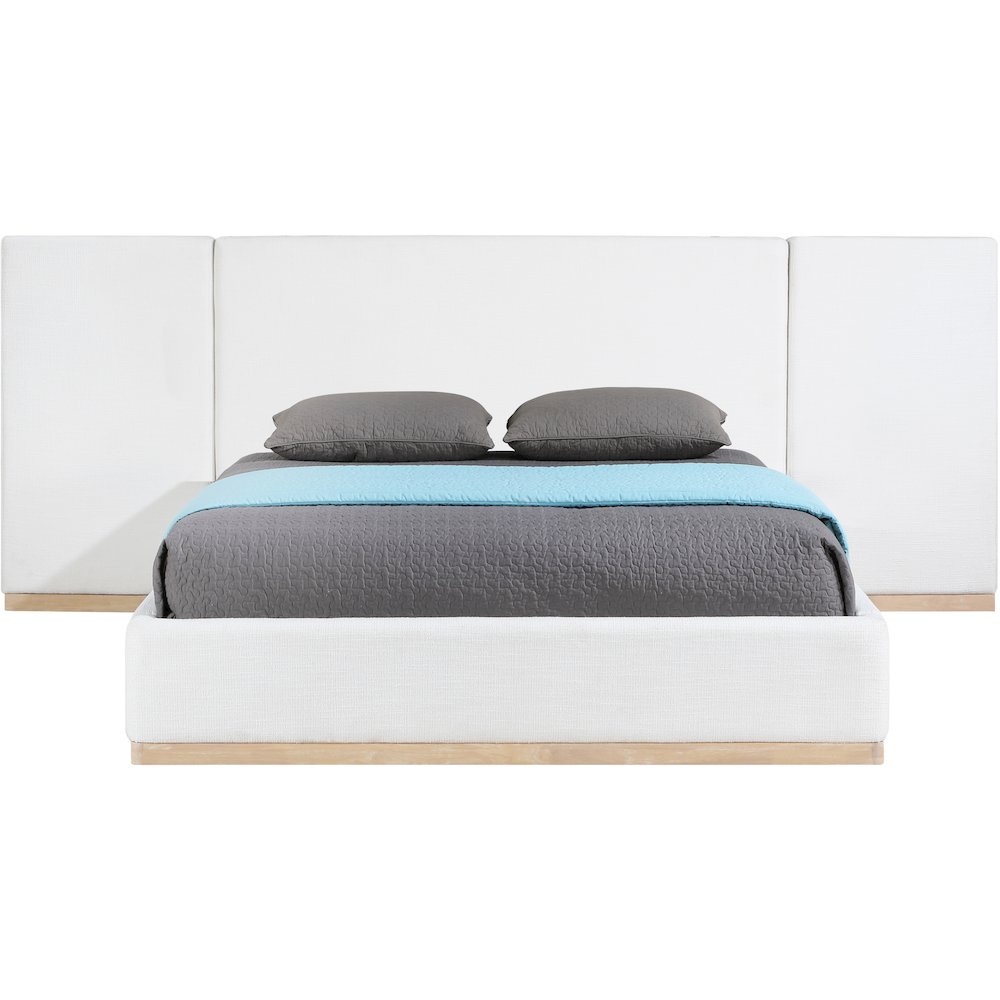 Bennet Cream Linen Textured Fabric Upholstered King Bed. Picture 4