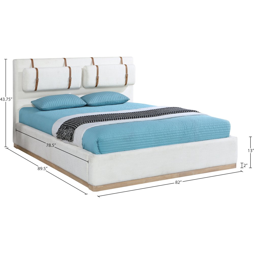 Bennet Cream Linen Textured Fabric Upholstered King Bed. Picture 13