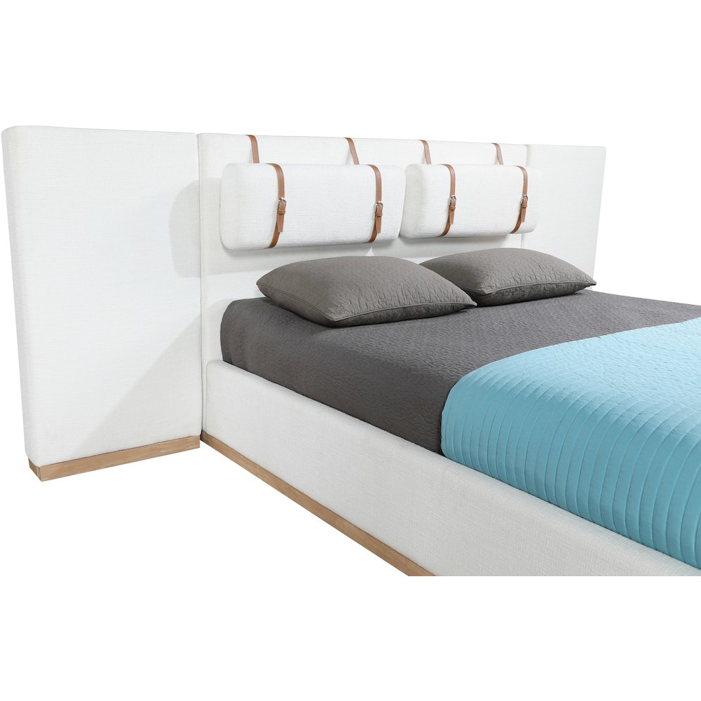 Bennet Cream Linen Textured Fabric Upholstered Queen Bed. Picture 11