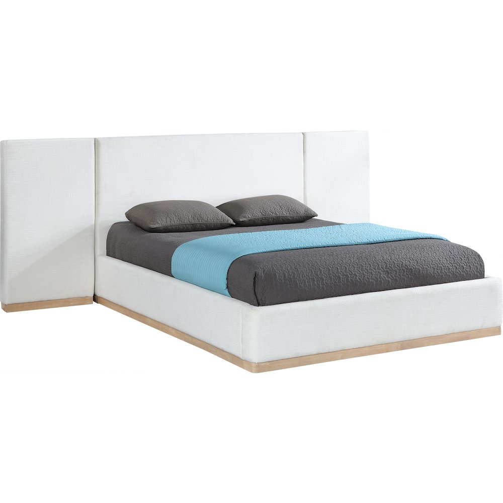 Bennet Cream Linen Textured Fabric Upholstered Queen Bed. Picture 7