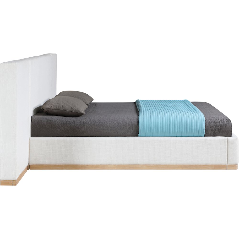 Bennet Cream Linen Textured Fabric Upholstered Queen Bed. Picture 6