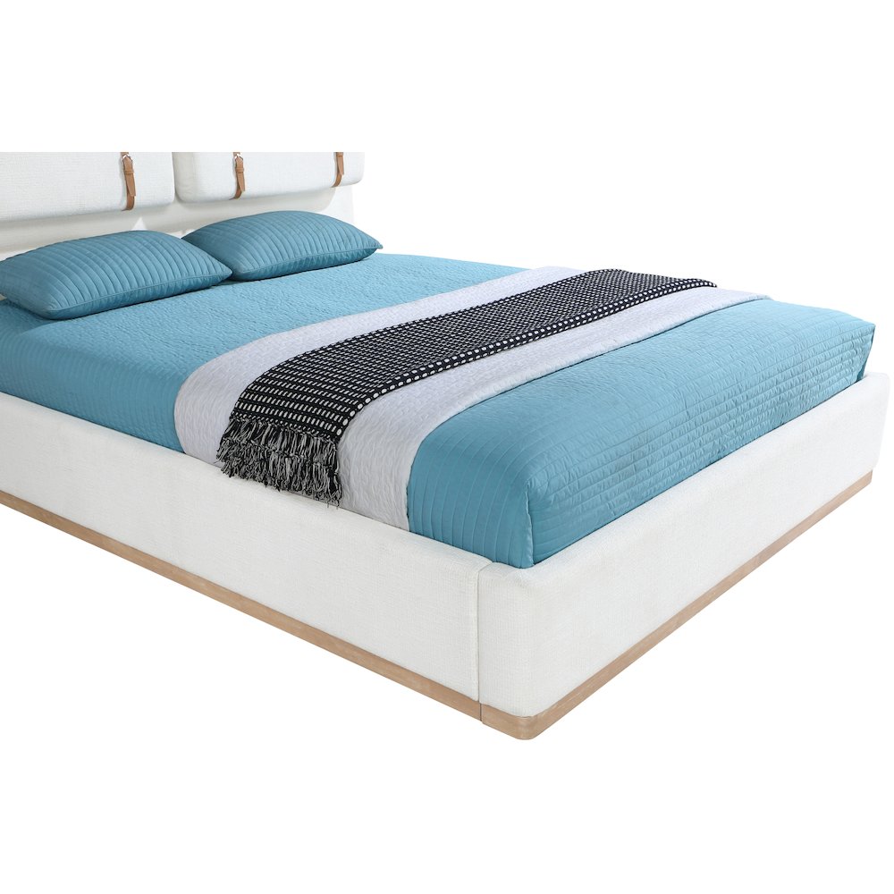 Bennet Cream Linen Textured Fabric Upholstered Queen Bed. Picture 12