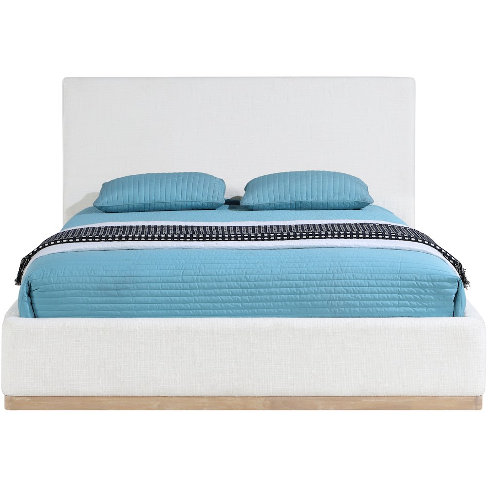 Bennet Cream Linen Textured Fabric Upholstered Queen Bed. Picture 4