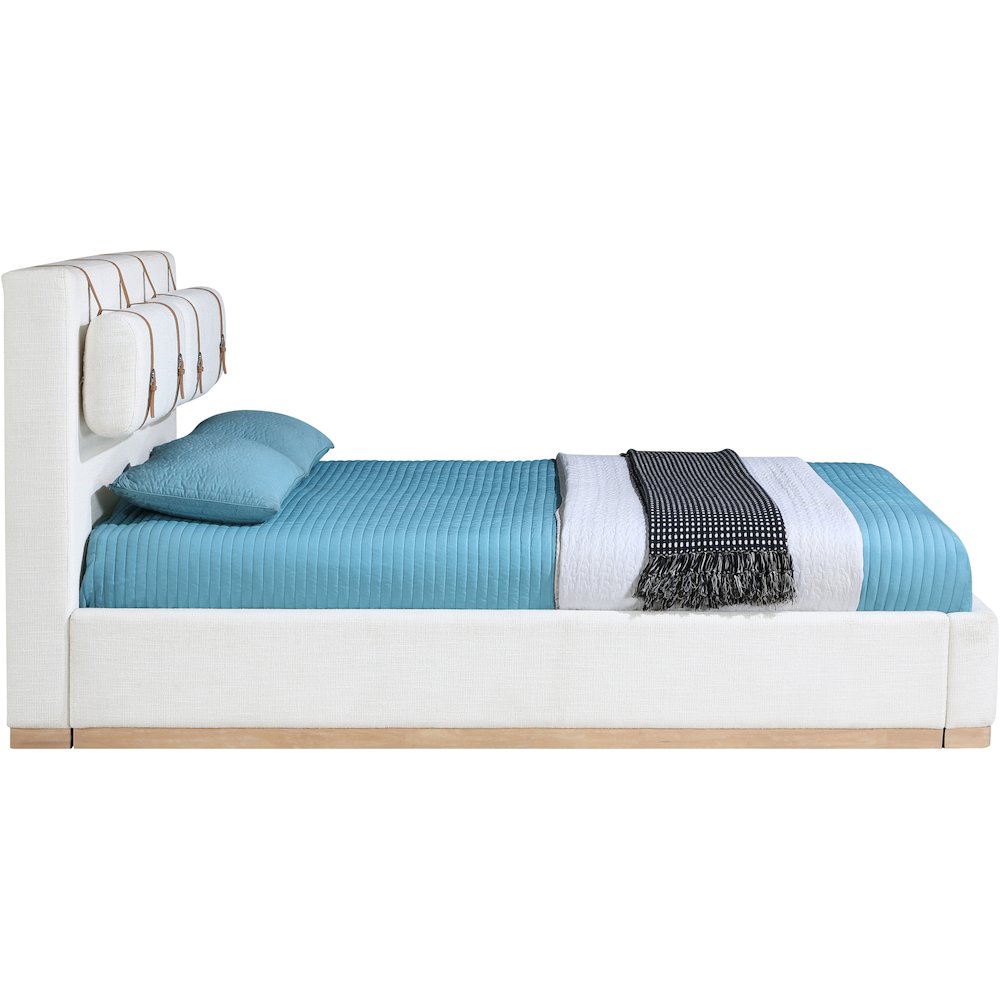 Bennet Cream Linen Textured Fabric Upholstered Queen Bed. Picture 5