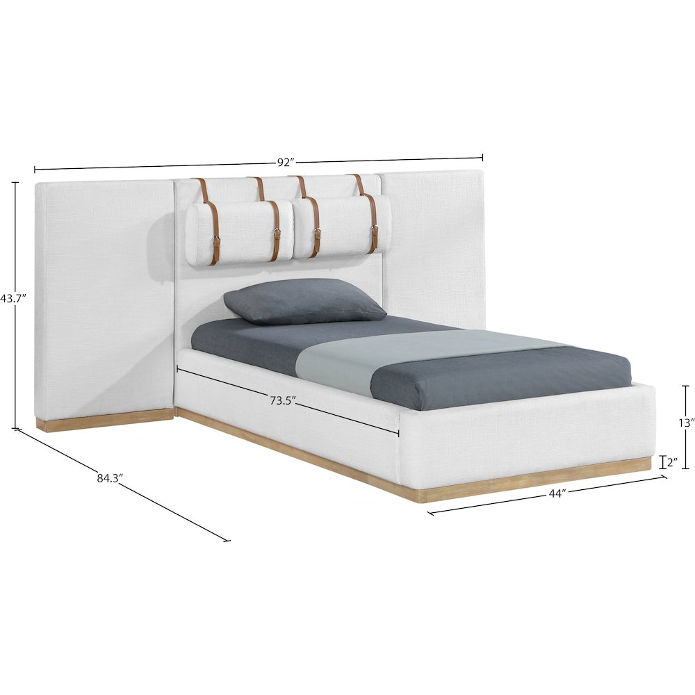 Bennet Cream Linen Textured Fabric Upholstered Twin Bed. Picture 13