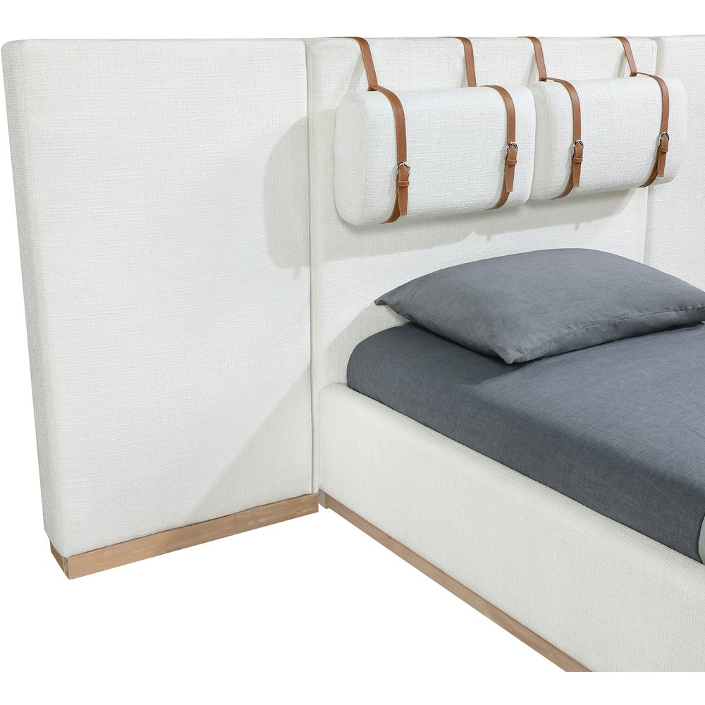 Bennet Cream Linen Textured Fabric Upholstered Twin Bed. Picture 11