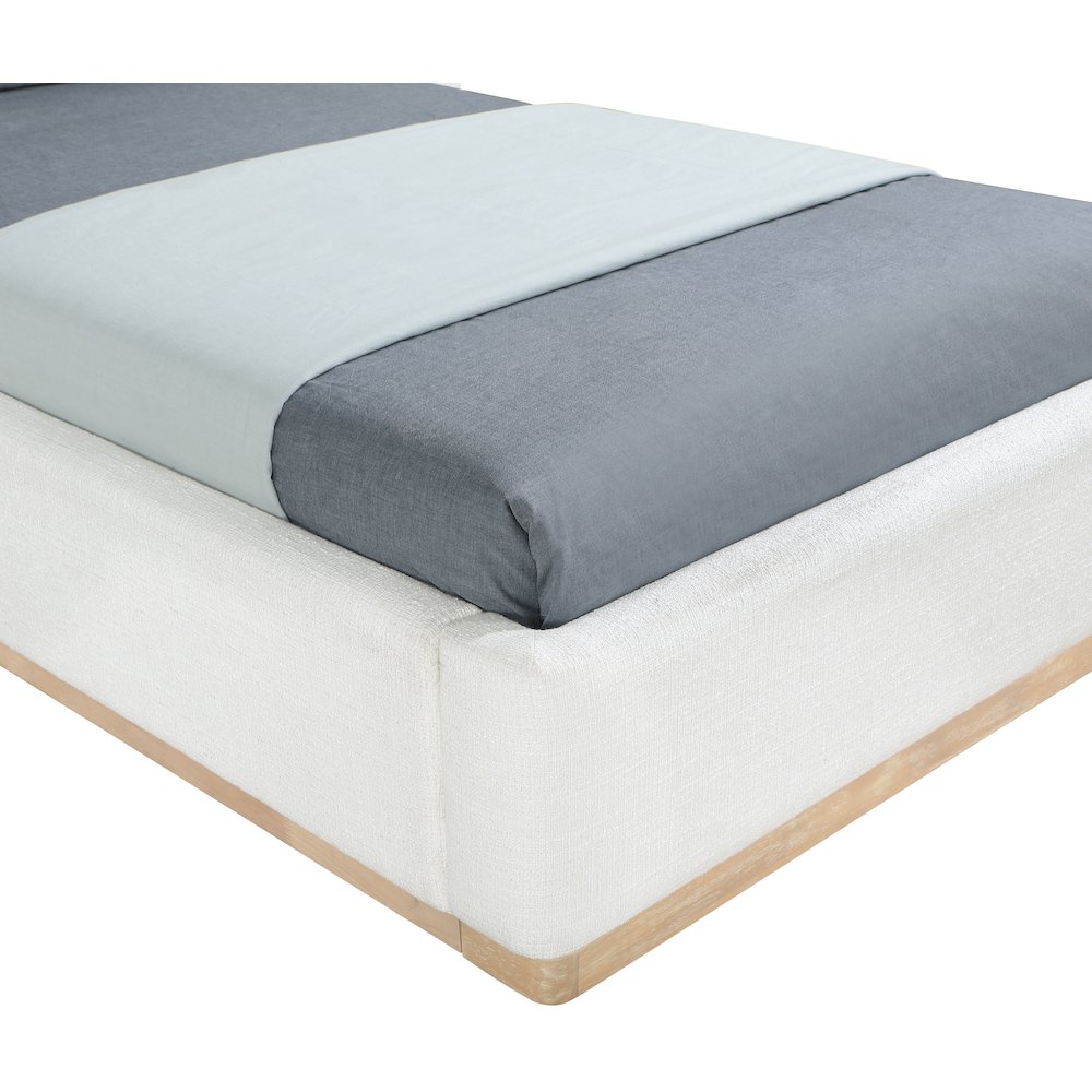 Bennet Cream Linen Textured Fabric Upholstered Twin Bed. Picture 12