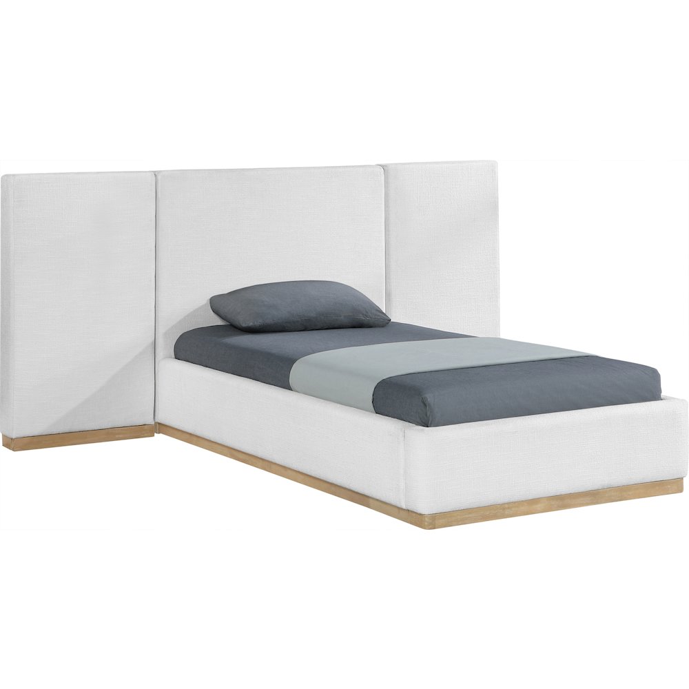 Bennet Cream Linen Textured Fabric Upholstered Twin Bed. Picture 7