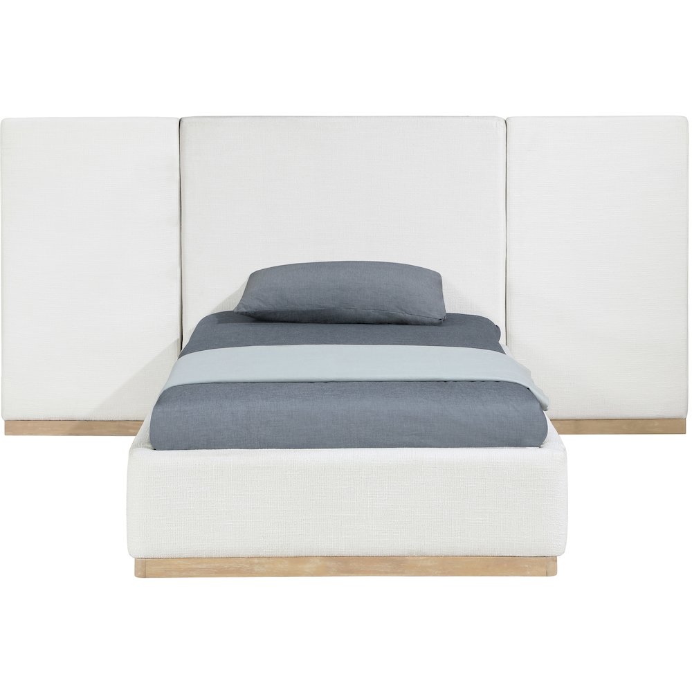 Bennet Cream Linen Textured Fabric Upholstered Twin Bed. Picture 4