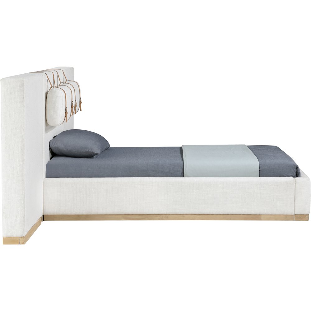 Bennet Cream Linen Textured Fabric Upholstered Twin Bed. Picture 5