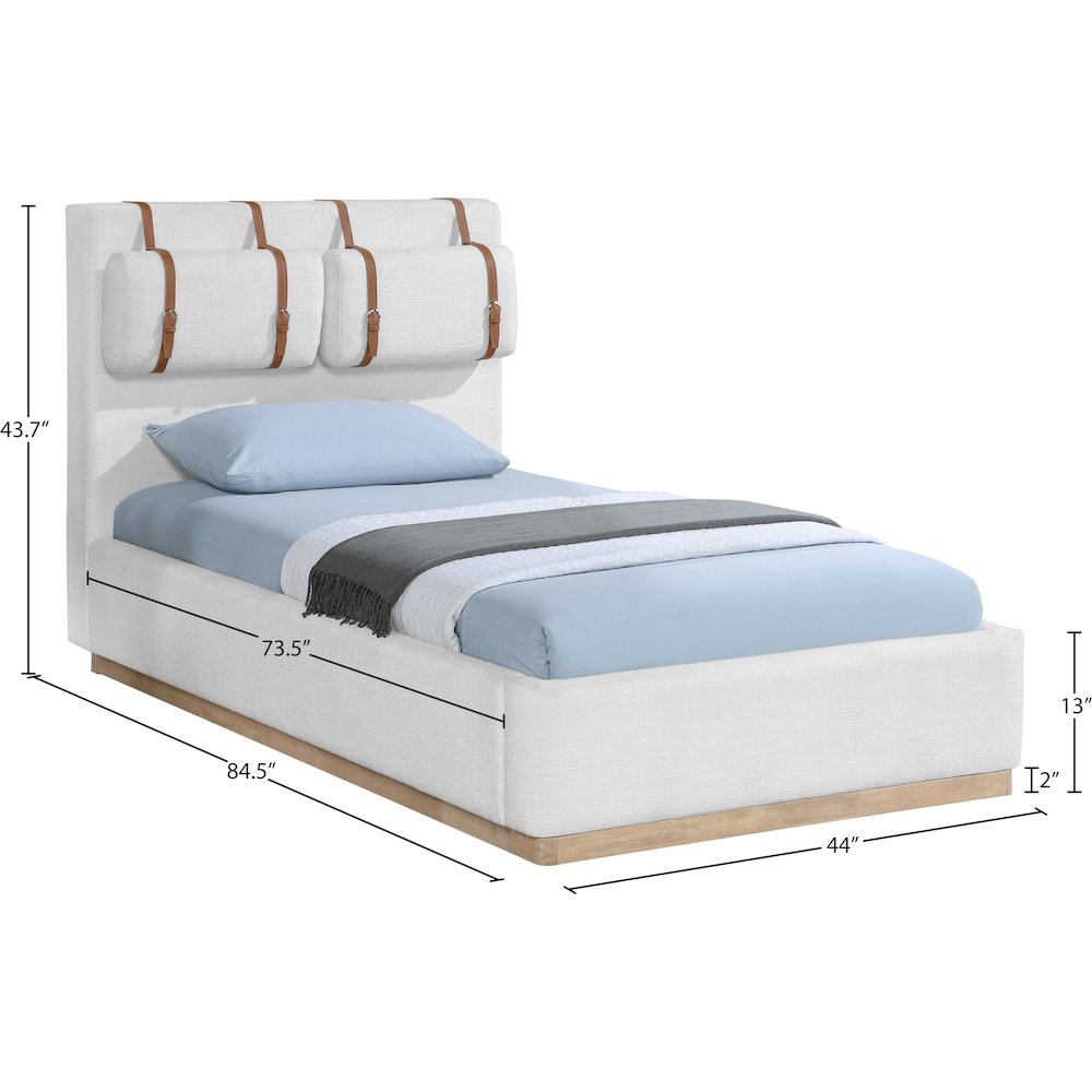 Bennet Cream Linen Textured Fabric Upholstered Twin Bed. Picture 13