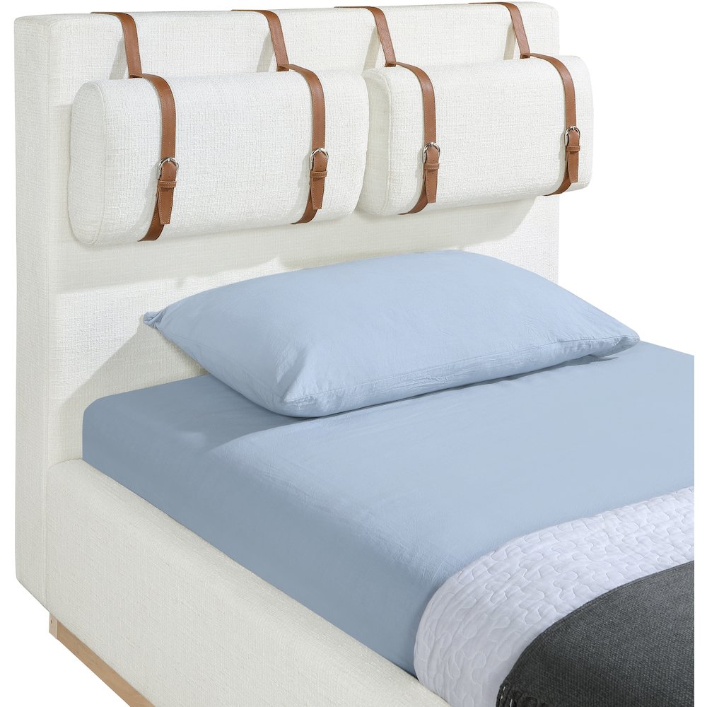 Bennet Cream Linen Textured Fabric Upholstered Twin Bed. Picture 11