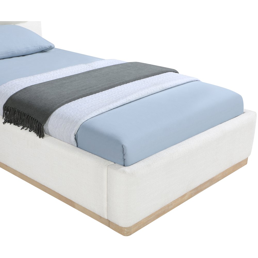 Bennet Cream Linen Textured Fabric Upholstered Twin Bed. Picture 12