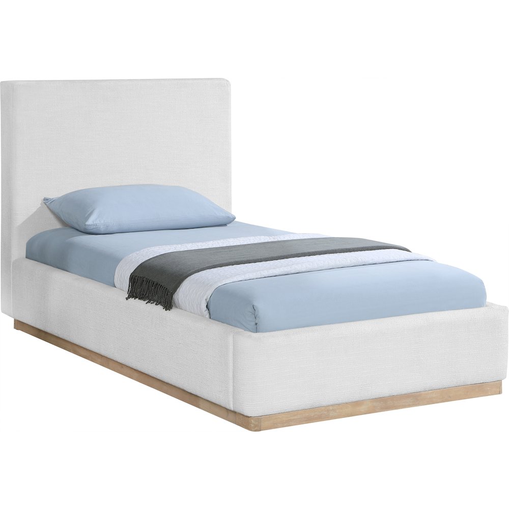 Bennet Cream Linen Textured Fabric Upholstered Twin Bed. Picture 7