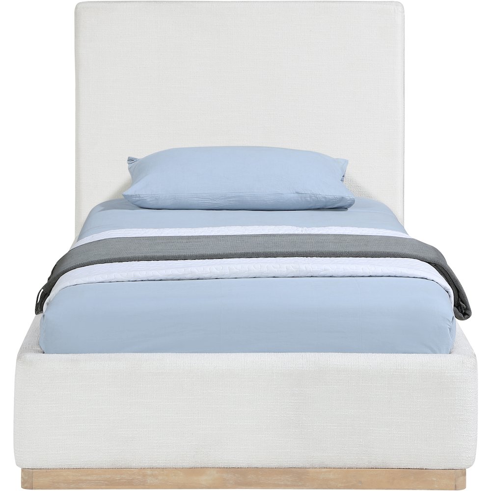 Bennet Cream Linen Textured Fabric Upholstered Twin Bed. Picture 4