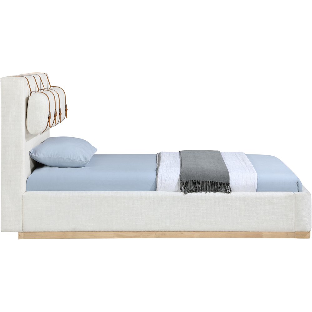 Bennet Cream Linen Textured Fabric Upholstered Twin Bed. Picture 5