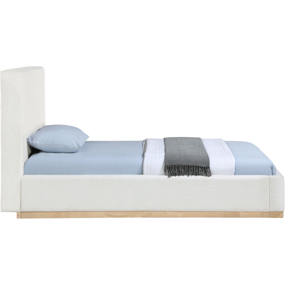 Bennet Cream Linen Textured Fabric Upholstered Twin Bed. Picture 6
