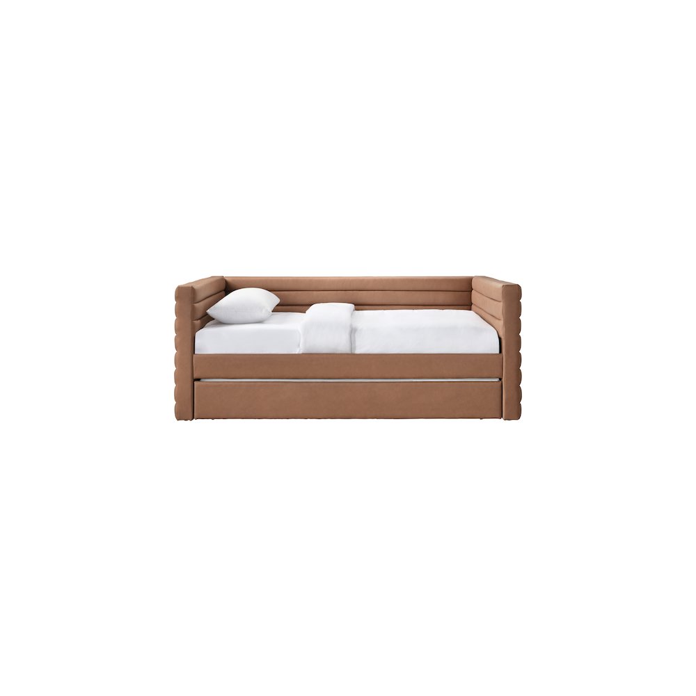 Beverly Cognac Vegan Leather Twin Daybed. Picture 2