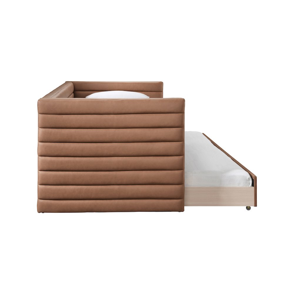 Beverly Cognac Vegan Leather Twin Daybed. Picture 3
