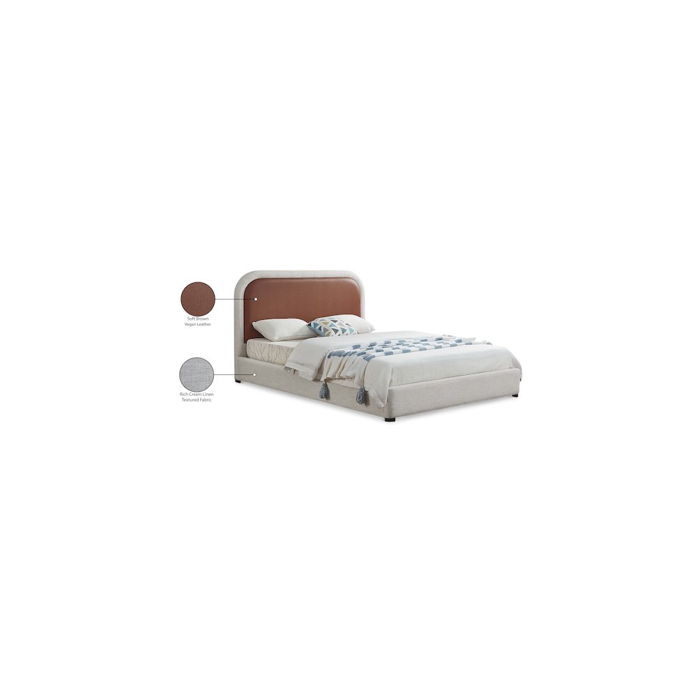 Blake Brown Vegan Leather Queen Bed. Picture 8