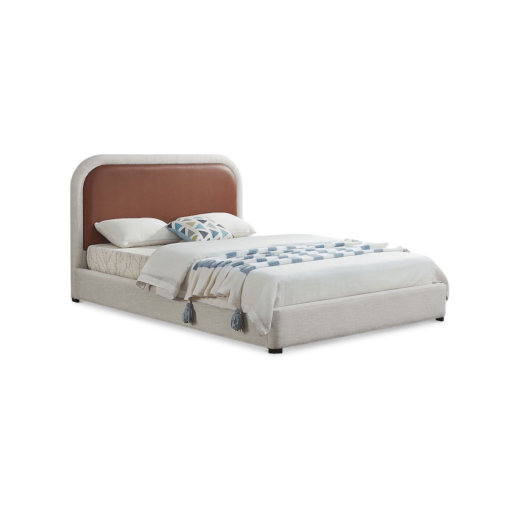 Blake Brown Vegan Leather Queen Bed. Picture 1