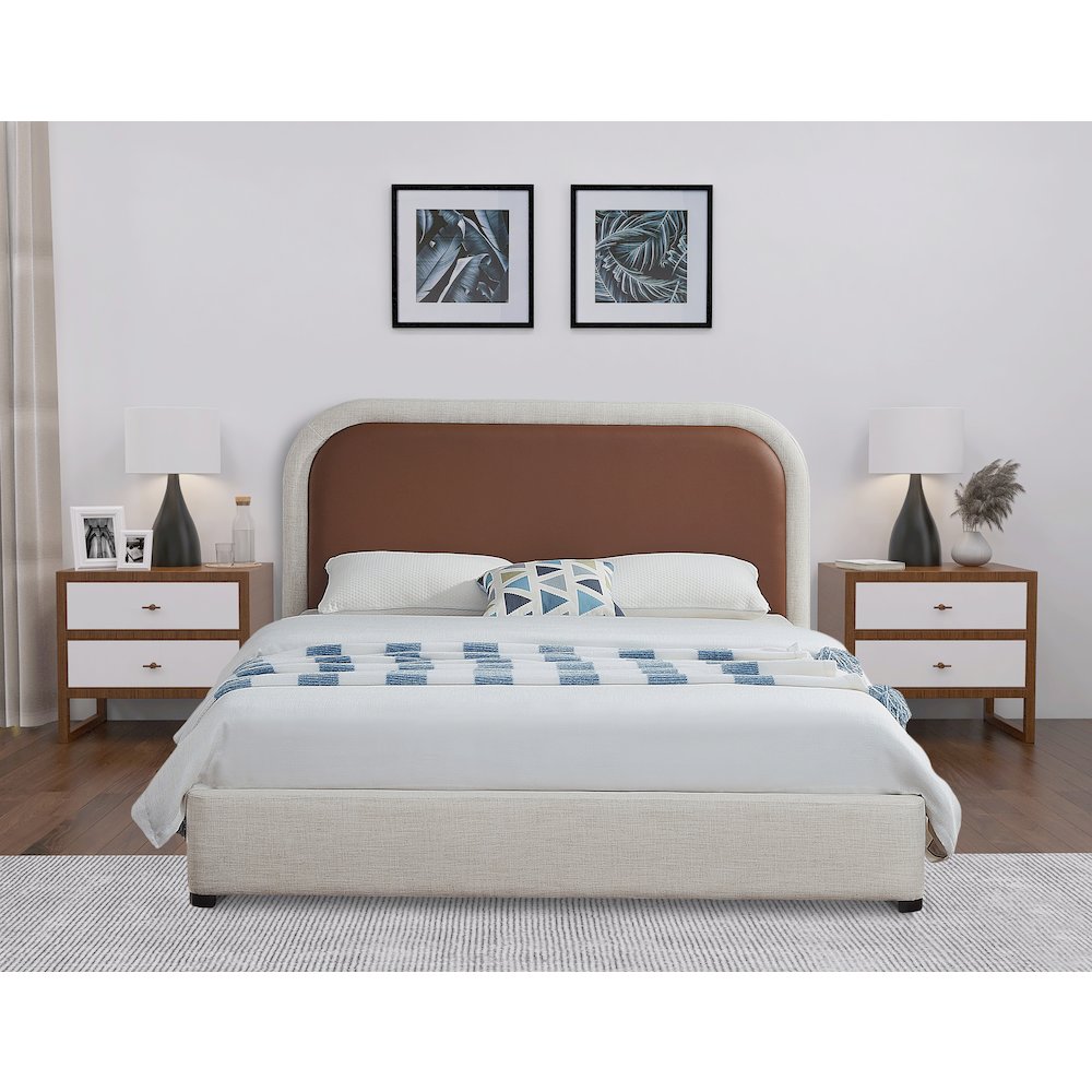 Blake Brown Vegan Leather Queen Bed. Picture 3