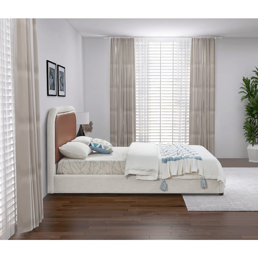 Blake Brown Vegan Leather Queen Bed. Picture 4