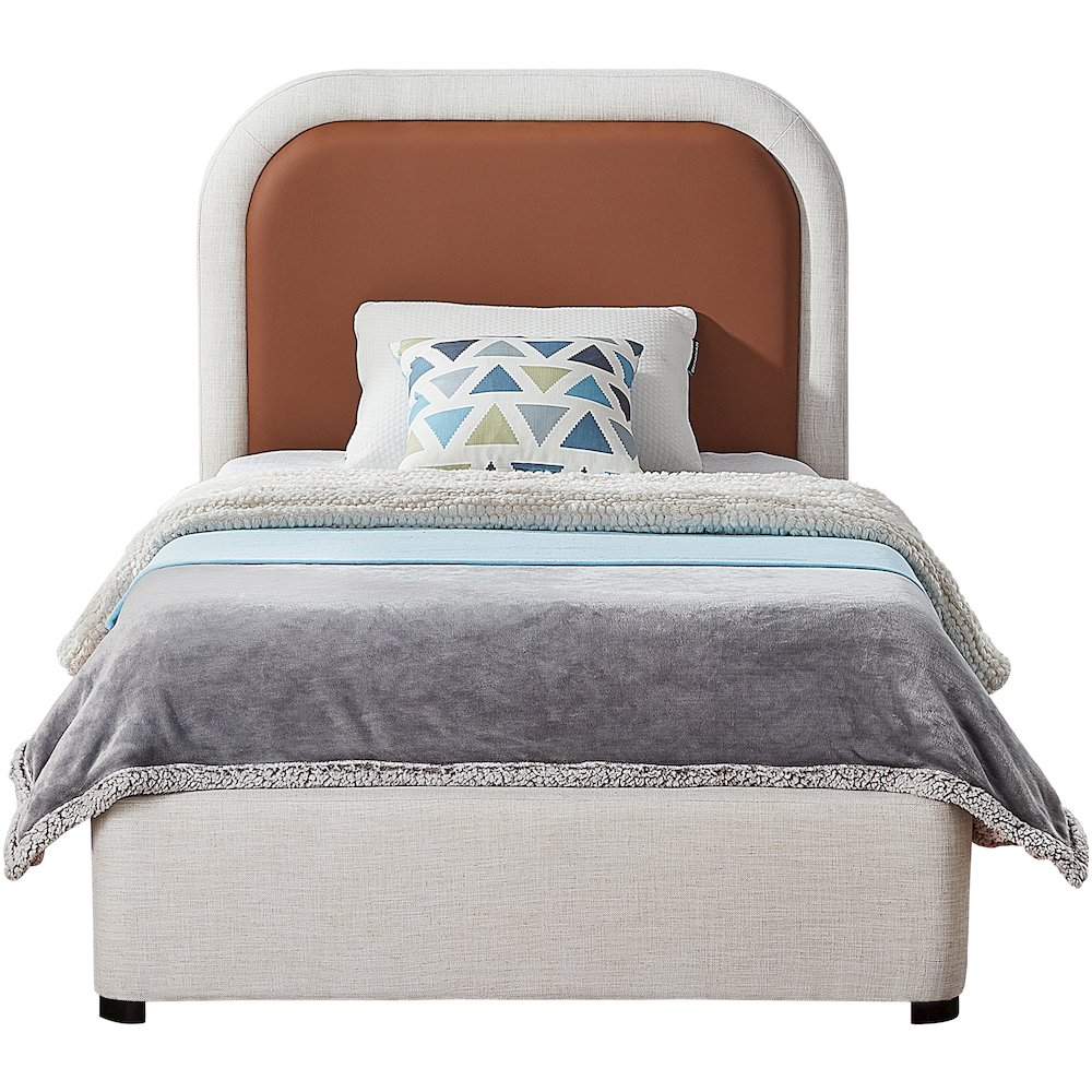 Blake Brown Vegan Leather Twin Bed. Picture 2