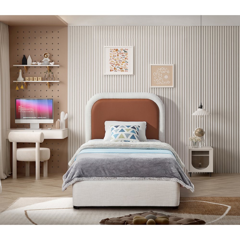 Blake Brown Vegan Leather Twin Bed. Picture 3