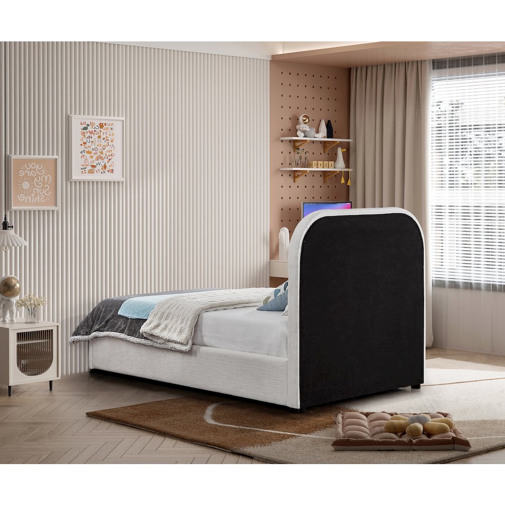 Blake Brown Vegan Leather Twin Bed. Picture 5