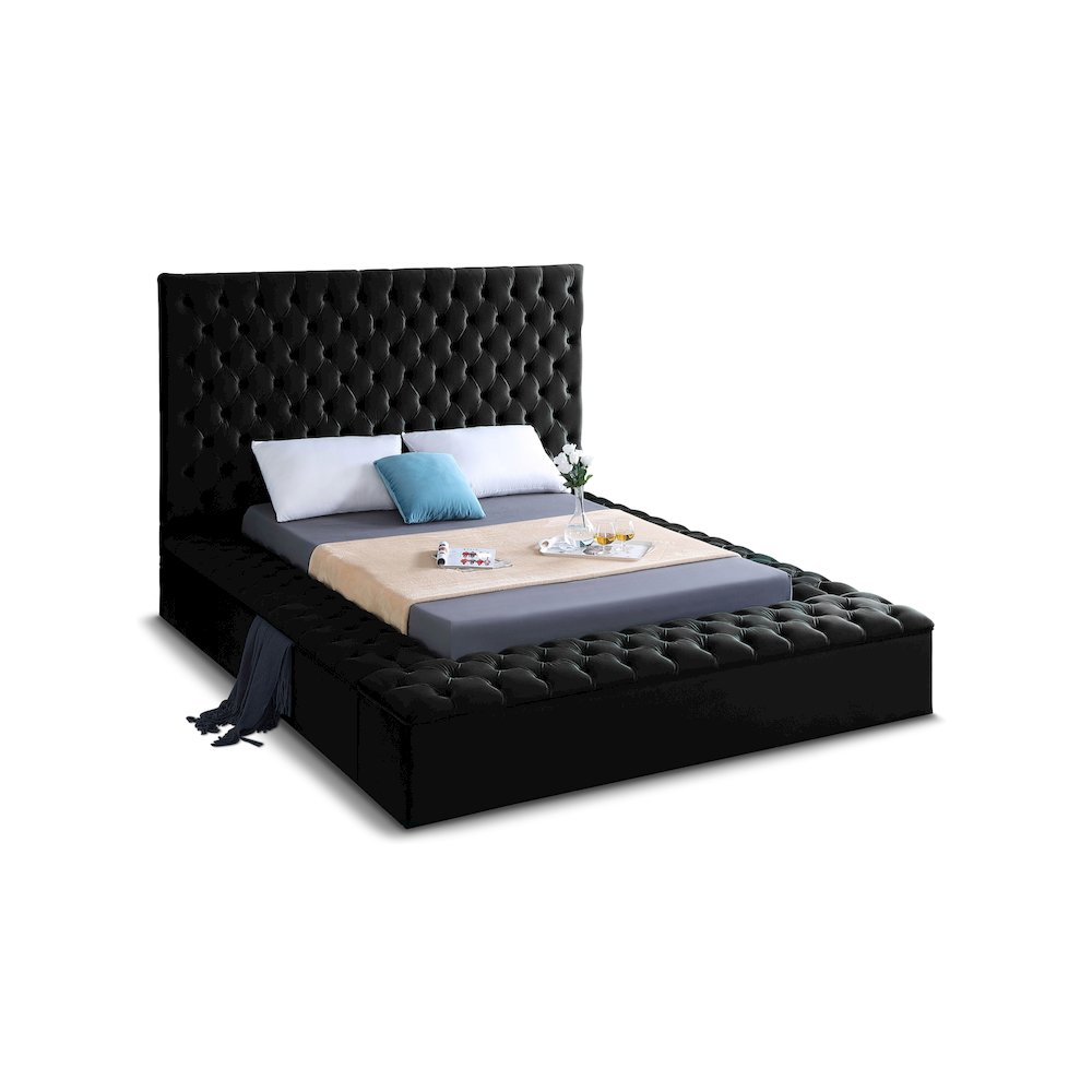 Bliss Black Velvet Full Bed. Picture 1