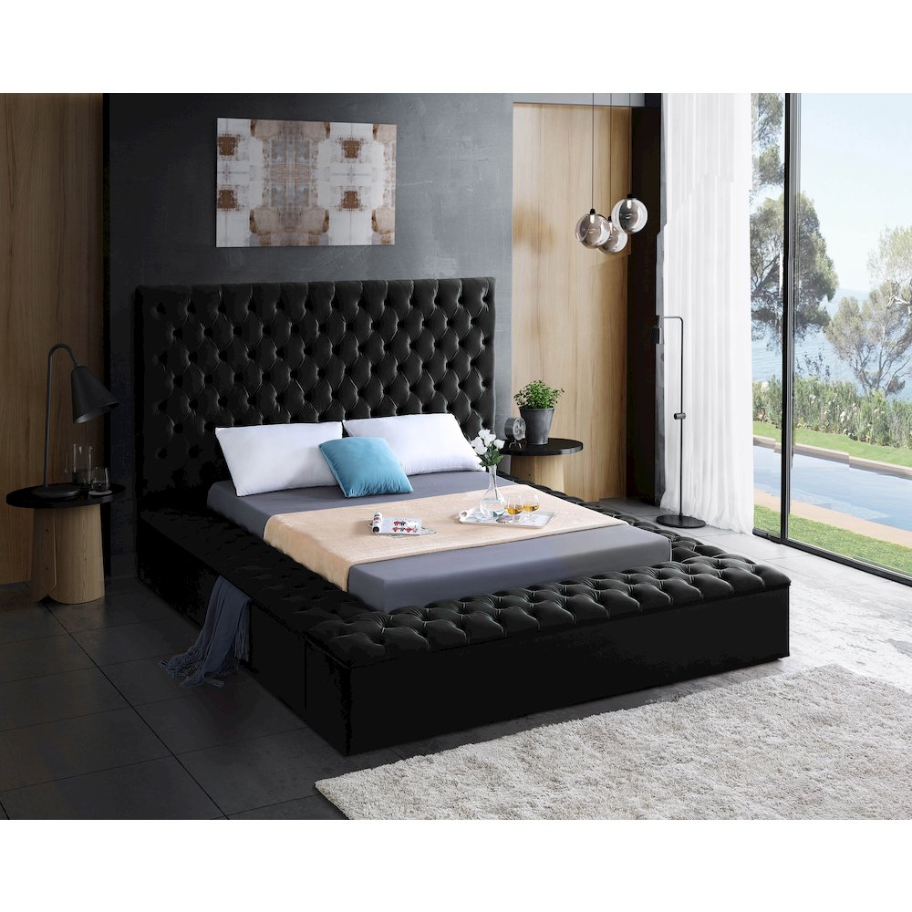 Bliss Black Velvet Full Bed. Picture 2