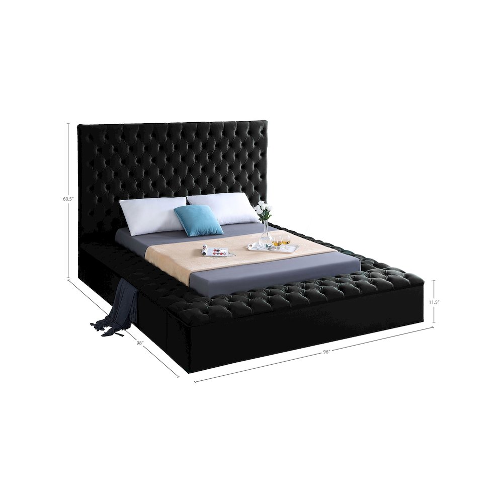 Bliss Black Velvet King Bed. Picture 8
