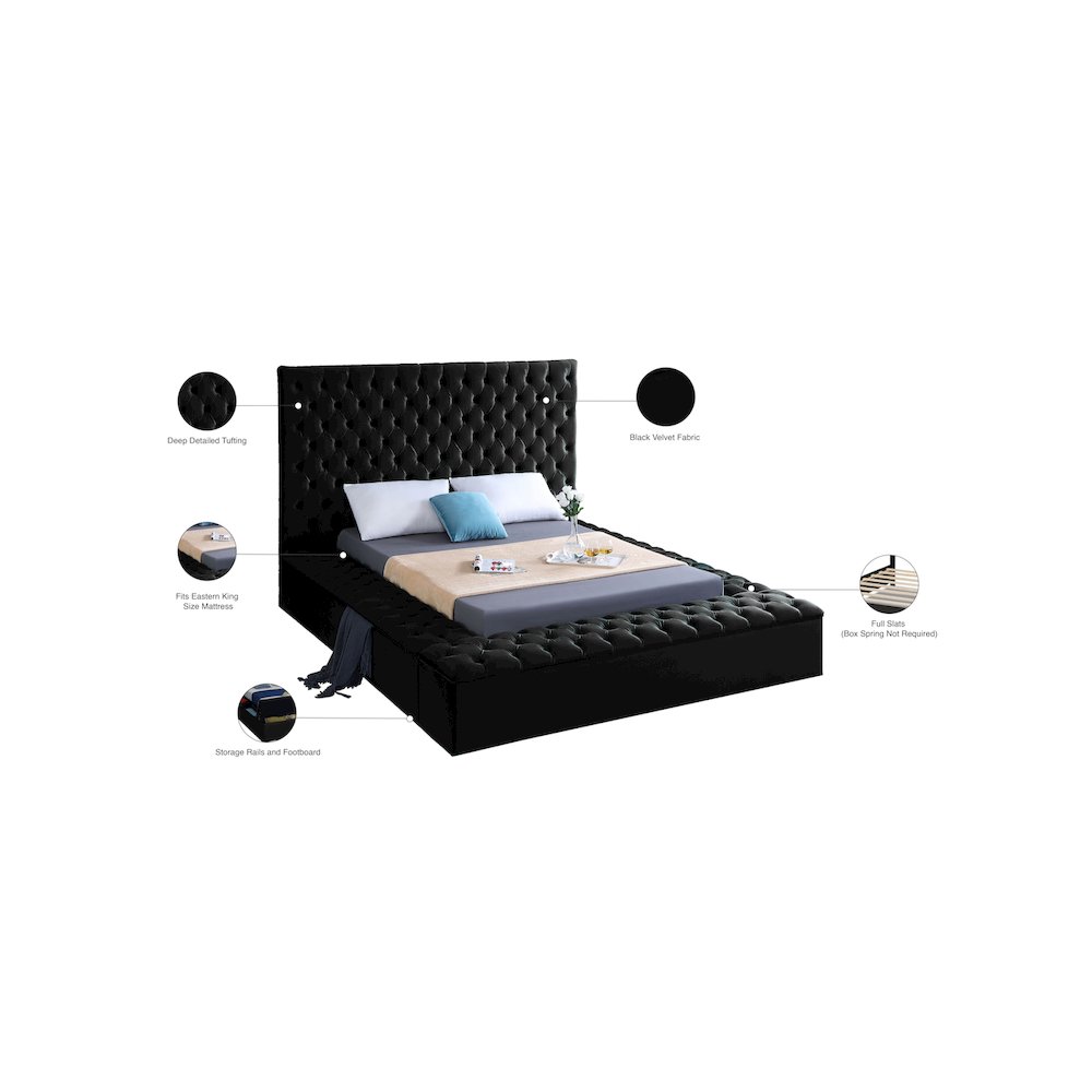 Bliss Black Velvet King Bed. Picture 9