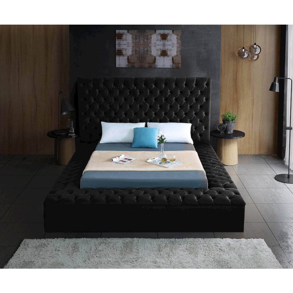Bliss Black Velvet Queen Bed. Picture 5
