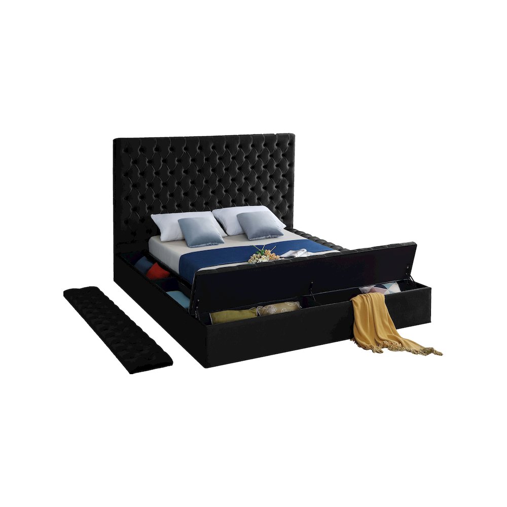 Bliss Black Velvet Queen Bed. Picture 6