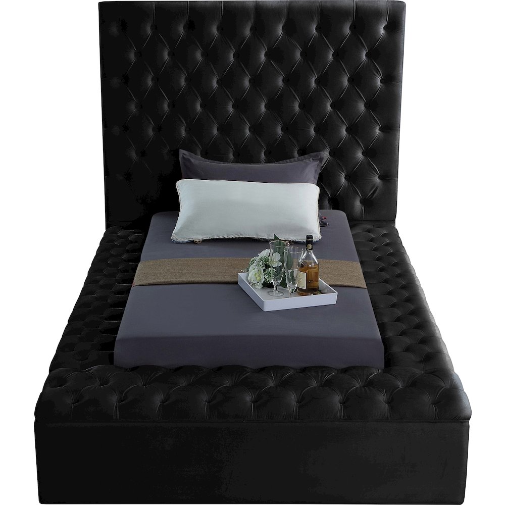 Bliss Black Velvet Twin Bed. Picture 4
