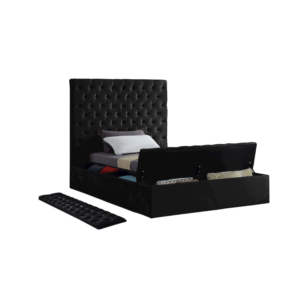 Bliss Black Velvet Twin Bed. Picture 6