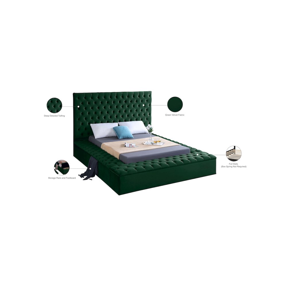 Bliss Green Velvet Full Bed. Picture 9