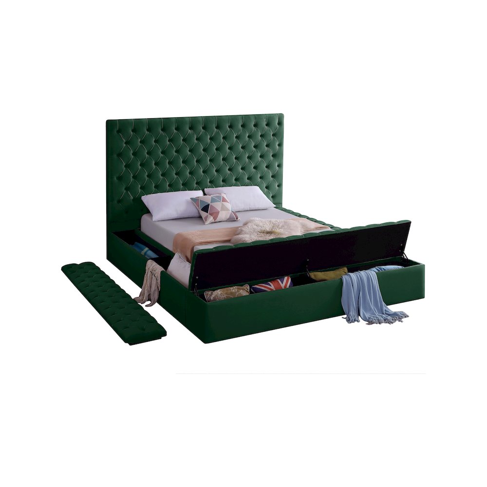Bliss Green Velvet Full Bed. Picture 6