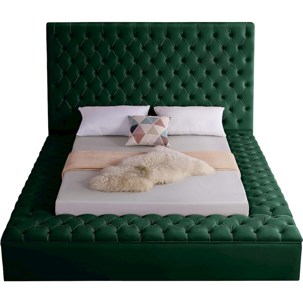 Bliss Green Velvet King Bed. Picture 4
