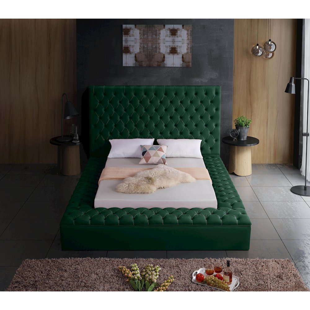 Bliss Green Velvet King Bed. Picture 5