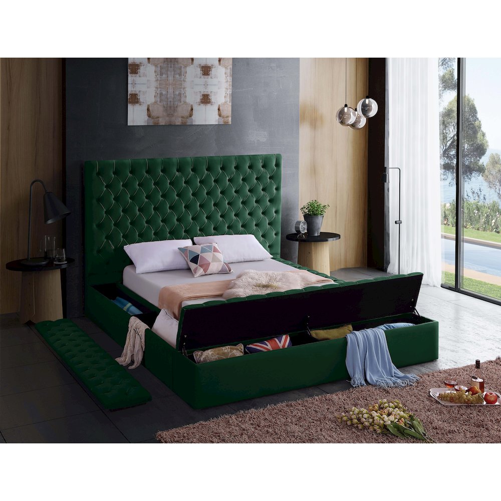 Bliss Green Velvet Queen Bed. Picture 7