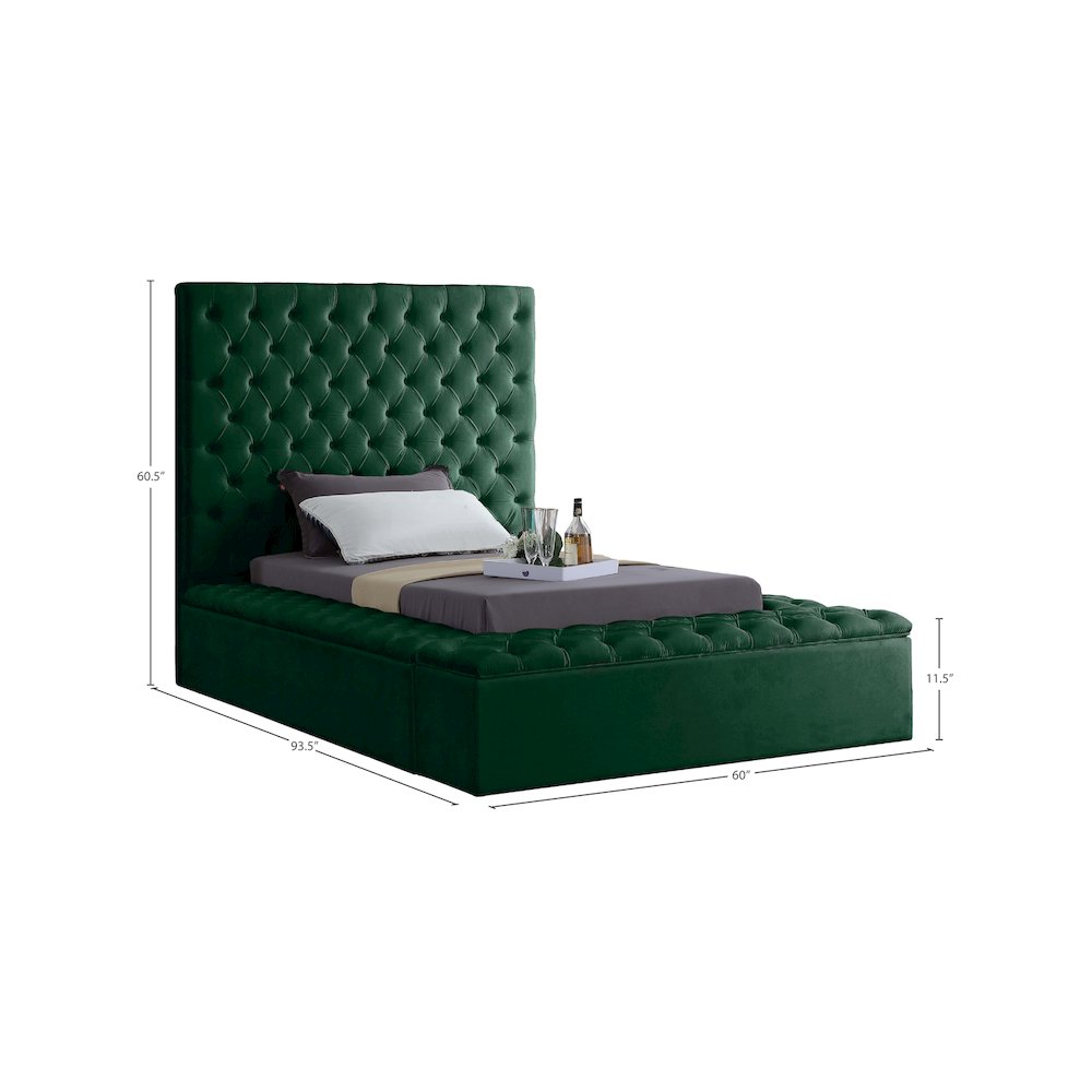 Bliss Green Velvet Twin Bed. Picture 8