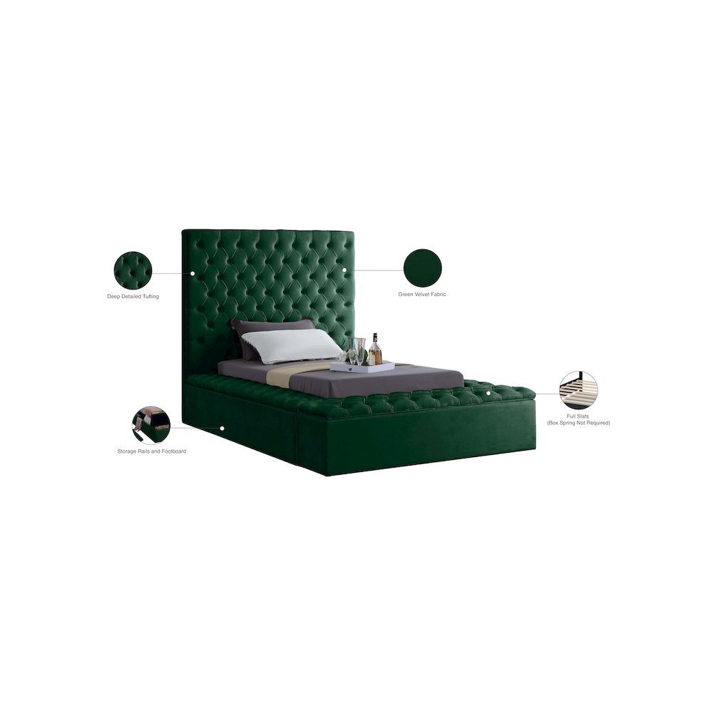 Bliss Green Velvet Twin Bed. Picture 9