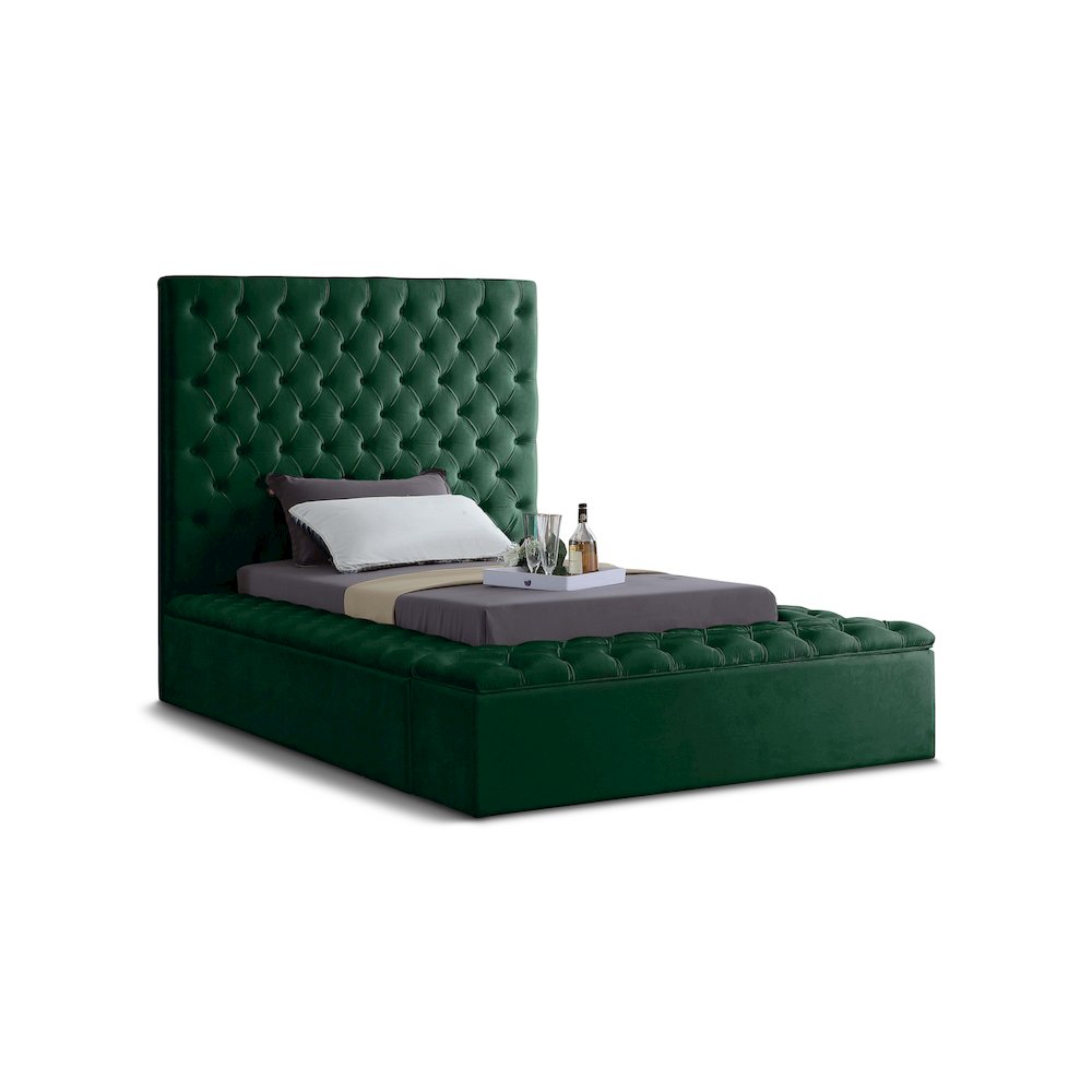Bliss Green Velvet Twin Bed. Picture 1