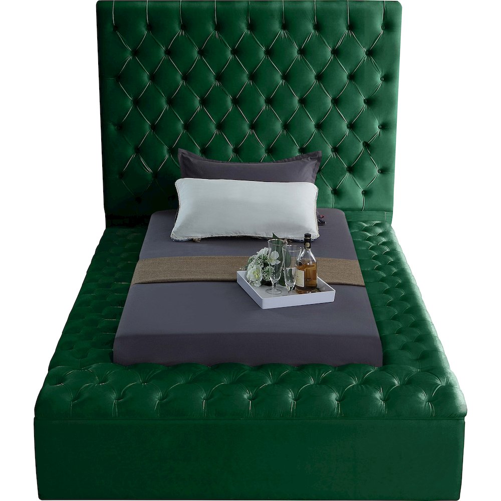 Bliss Green Velvet Twin Bed. Picture 4