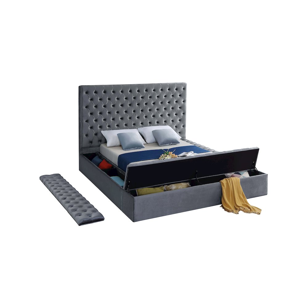 Bliss Grey Velvet King Bed. Picture 6
